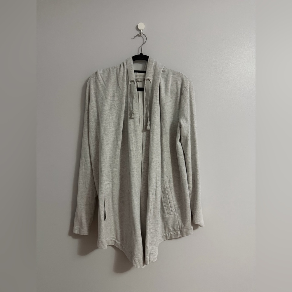 Athleta Light Gray Hooded Cardigan